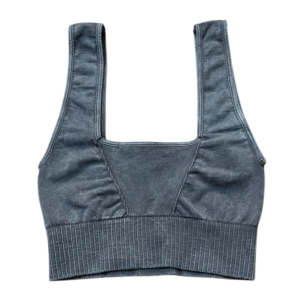 Free People Movement Good Karma Square Neck Bra XS/S Washed Black NWOT